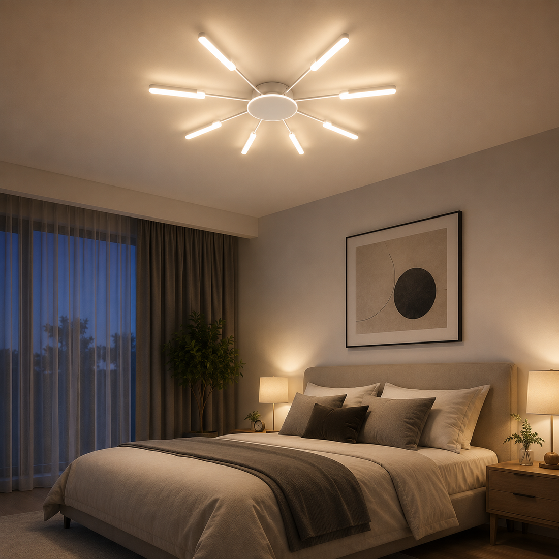 Lustra LED modernă, D842×H70 mm, 66×2W, 3000–6500K, cu telecomandă, 77263/12WH+CR