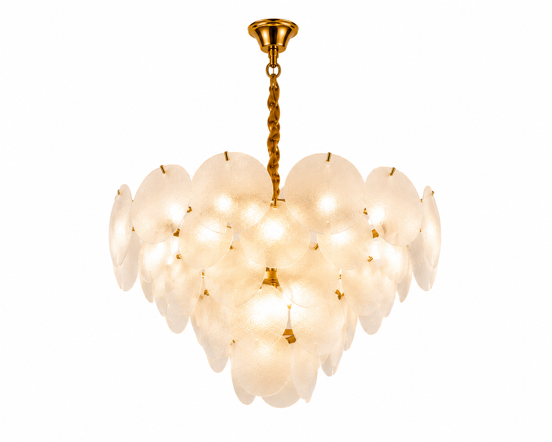Candelabru modern cu sticlă mată, 10 becuri E27, Ø60 cm, H36 cm, model 5867/600 TB