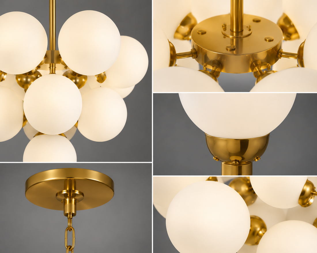 Candelabru modern 13 becuri E27, D660×H520 mm, finisaj auriu – model 9858/13