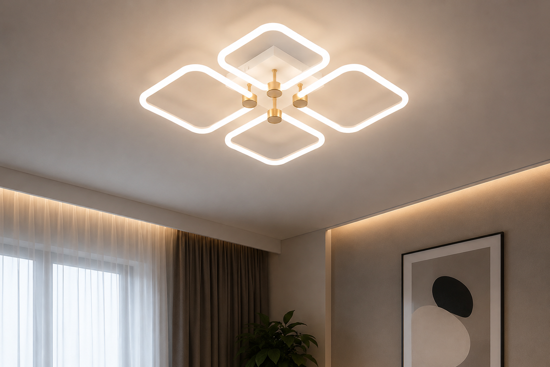 Lustra LED moderna cu design geometric – Model 26077/4FGD+WH