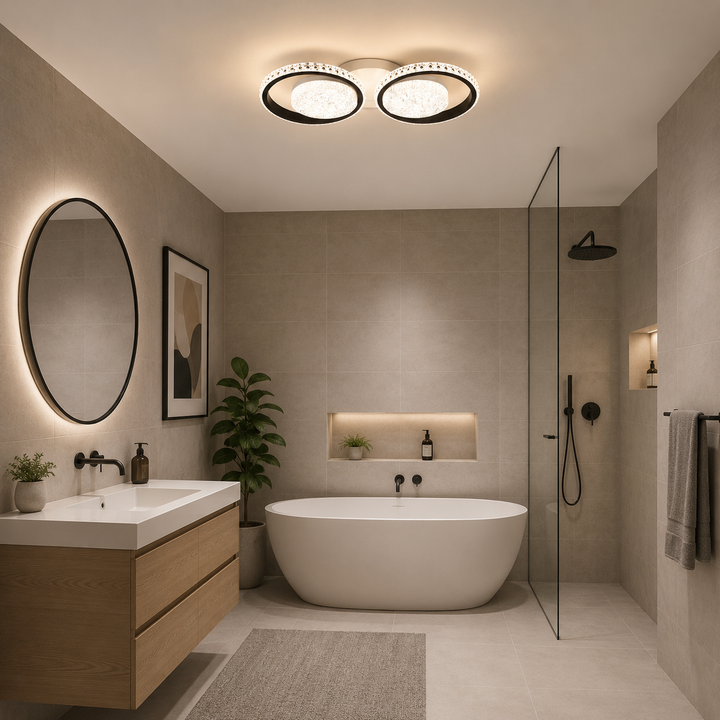 Lustra LED modernă, 2 inele și lumină reglabilă, 26232/2+2 WH, 96W