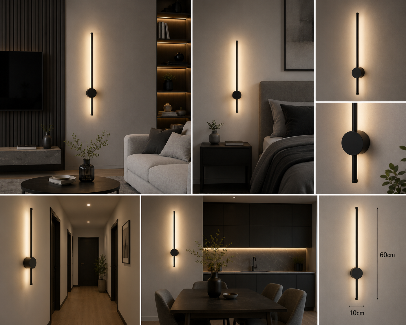 Aplica LED moderna 20W – 60 cm, neagra, model 59012/600BK