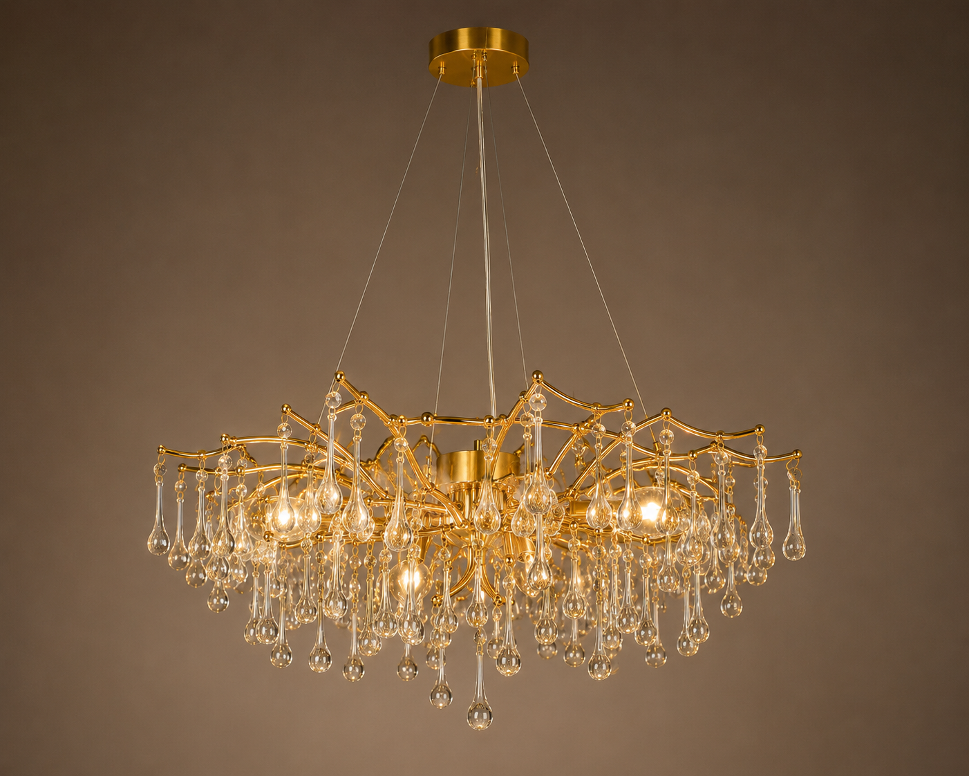 Candelabru Elegant cu 105 Cristale Decorative, Ø600 mm, 9xE14, Design Auriu – Model 27137/600 OG+FGD