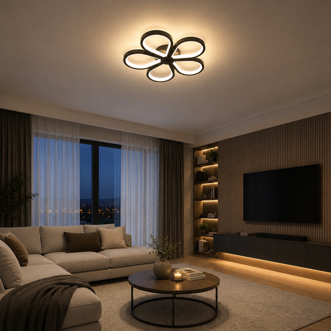 Lustra LED moderna floare, Ø300×H55 mm, 32×2W, 3000–6500K, 71583/300 MB