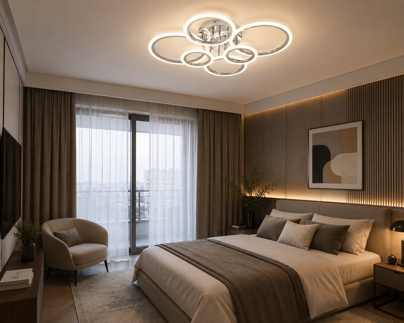 Lustra LED cu telecomanda, model 26056/2+2+2CR