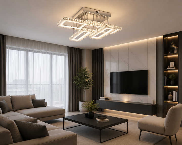 Lustra LED Moderna – 720x550 mm, 208W, cu Telecomandă și Culoare Reglabilă