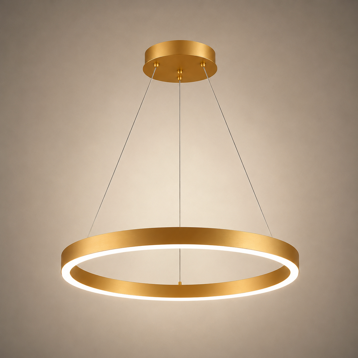 Pendul LED cu telecomanda, 2x61W, lumina reglabila 3000K–6500K, inele aurii, 715×500×105 mm