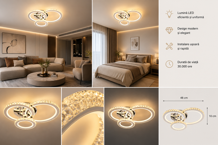 Lustra LED cu telecomanda, 134W, 545X445X160 MM,  lumina reglabila 3000–6500K – Model 19375D/4CZ