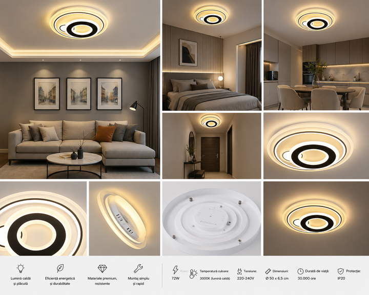 Aplica LED rotundă, 34 W, Ø ≈ 240 mm, temperatură reglabilă 2800–6500 K – model SX8787/240Y