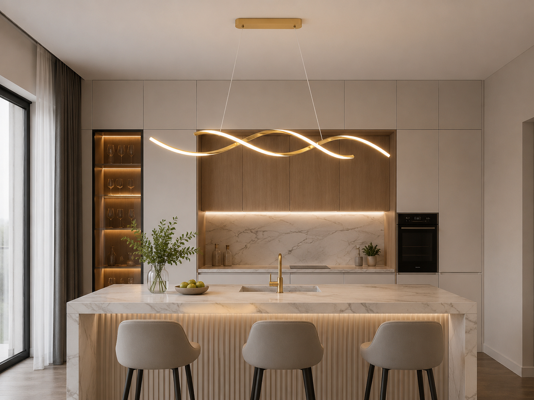 Pendul LED Modern Auriu 76W – 8356 GD, Lumină Caldă-Neutră