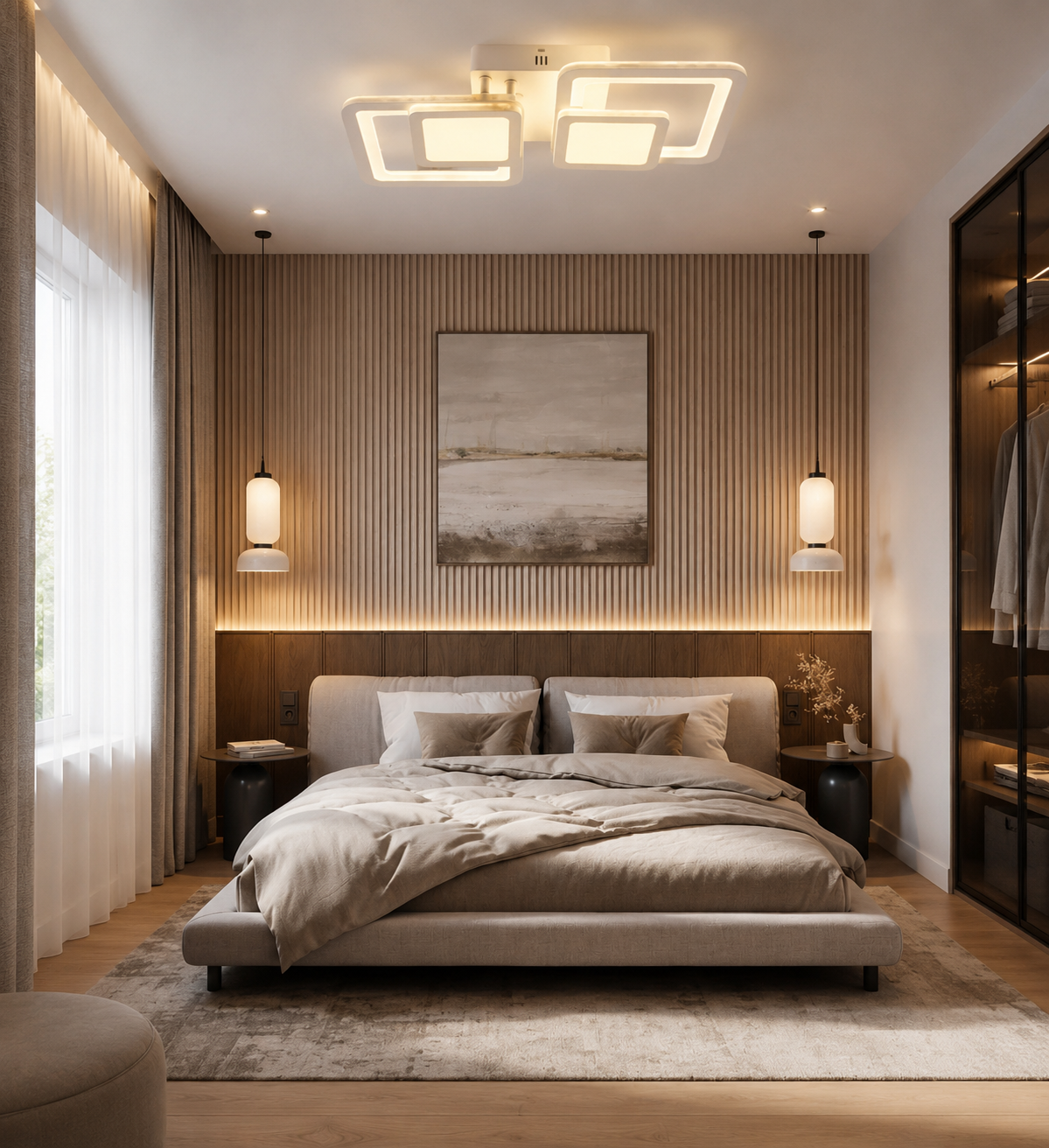 Lustra LED 8022A/2 – Design Modern cu Iluminare Reglabilă și Telecomandă Inclusă