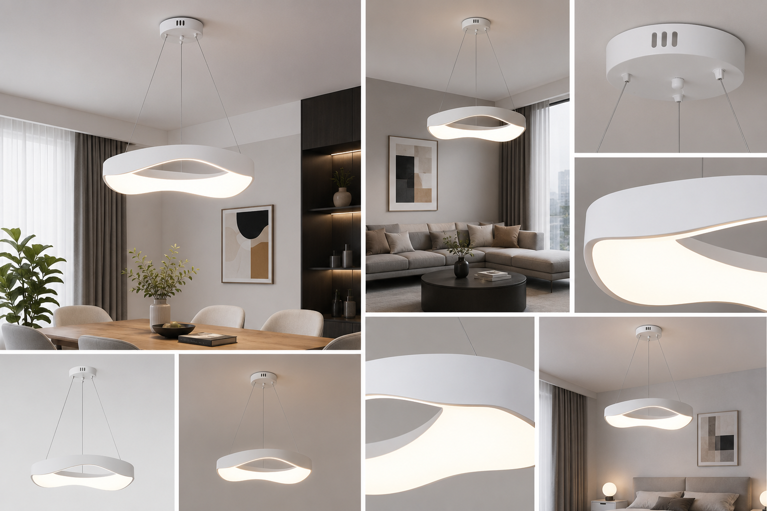 Pendul LED Modern 75196/520WH cu Telecomandă – Alb, Ø52 cm