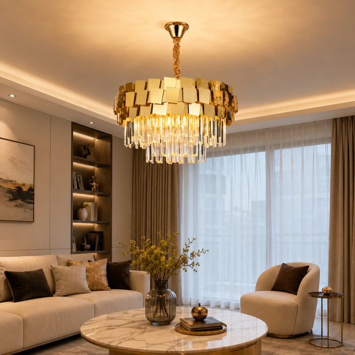 Candelabru Modern cu Cristale și Finisaj Auriu –  5580/400 FG