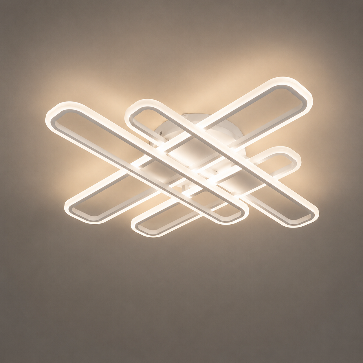 Lustra LED pătrata cu telecomanda, 128 W, 560×560 mm, temperatură reglabilă 2800–6500 K – model 8753/4WH