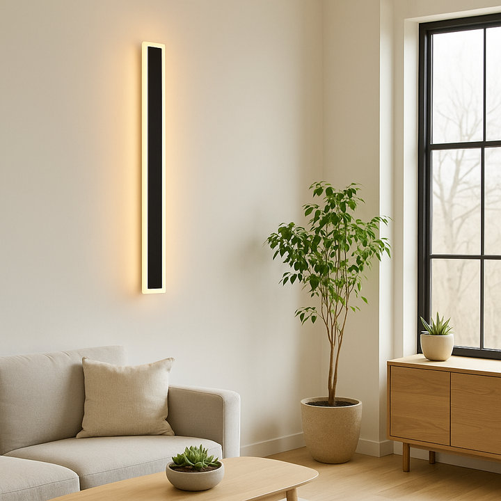 APLICA EXTERIOR verticala de perete, 32W, lumina calda 3000K, 1200×80×41 mm, finisaj negru mat