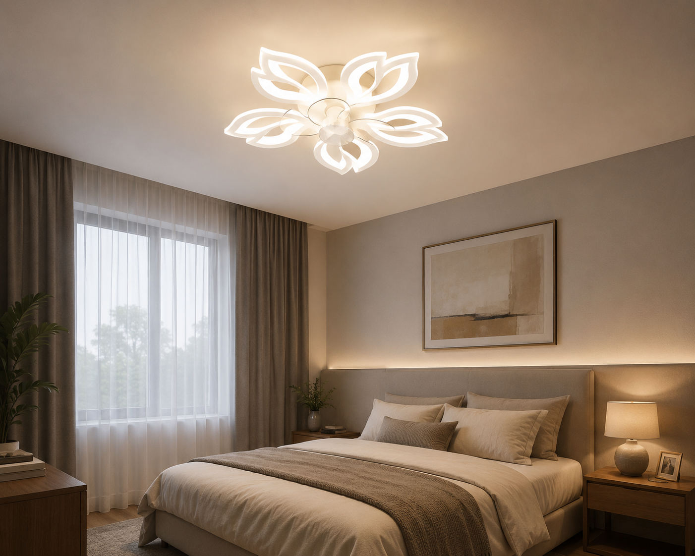 Lustra LED cu Ventilator si  telecomanda – 100W, Ø625×H125 mm, Alb, 3000–6500K 26252/5