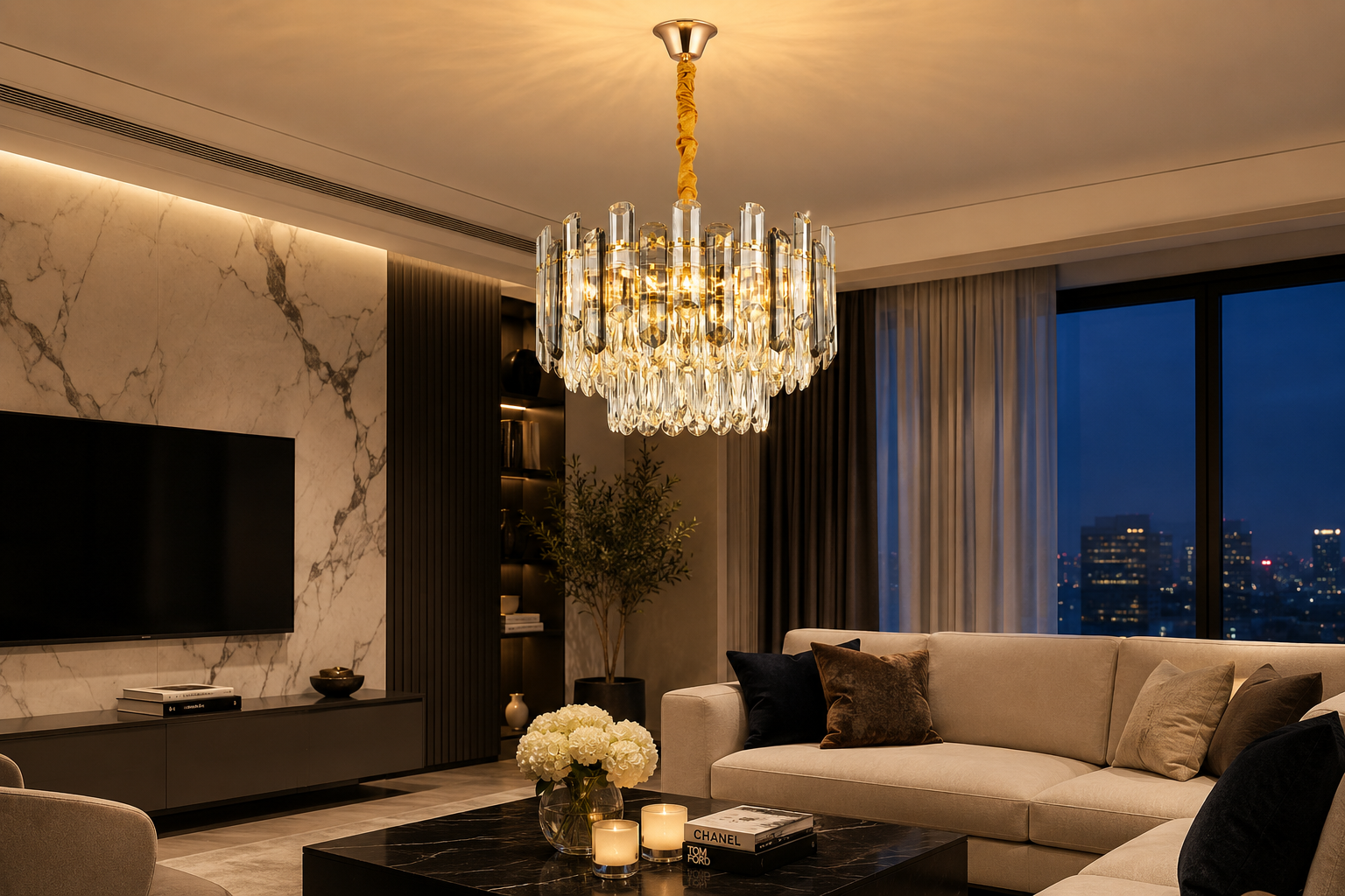 Candelabru cu cristale Ø400 mm, 5xE27, temperatură 2800–6500K – model 9029/400