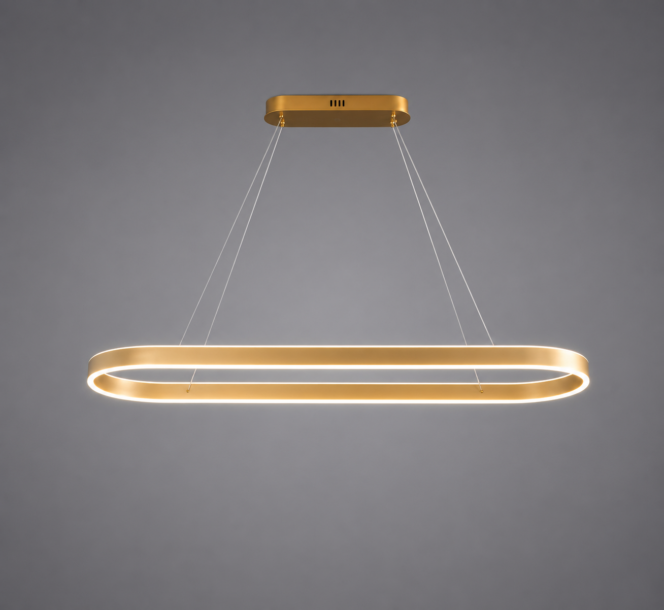 Pendul LED cu telecomanda, 140W, lumină reglabila 2800K–6500K, 800×300 mm, finisaj auriu modern