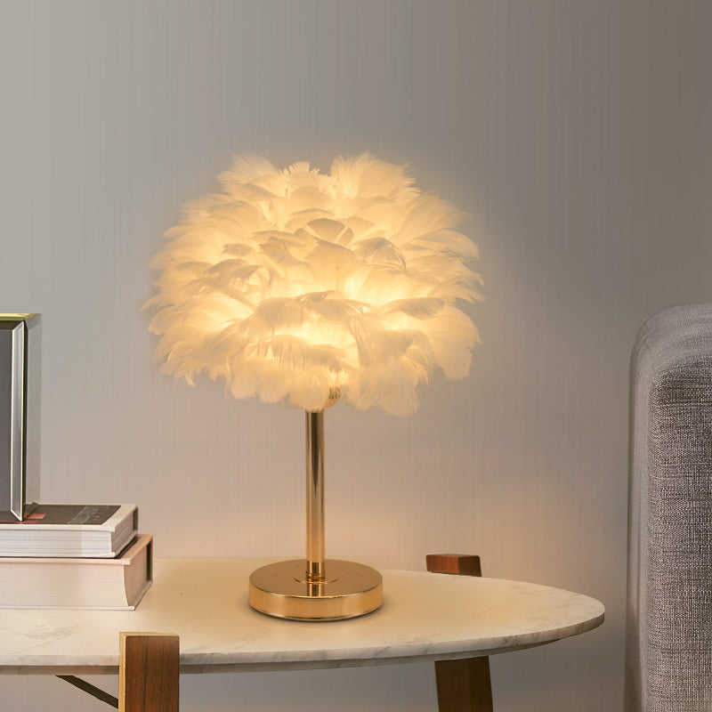 Veioză decorativă cu pene 8736, Gri, 48 cm