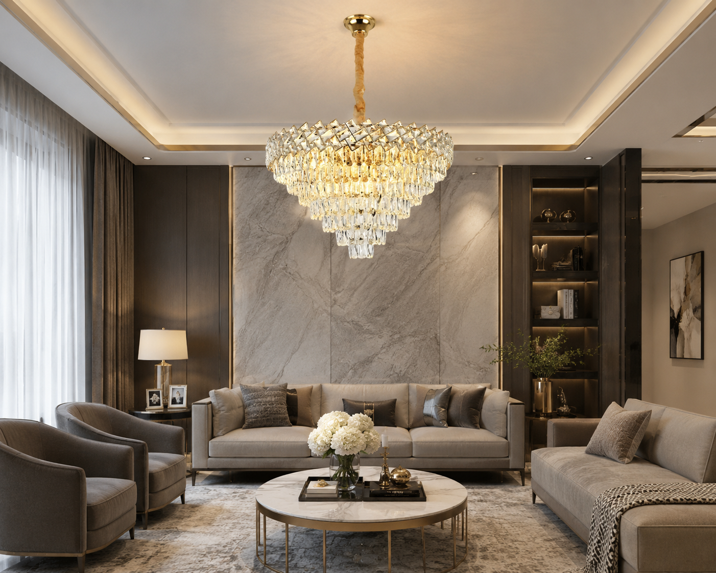 Candelabru Lux Cristal Auriu –8650/600 | Ø60 cm, 9x E27
