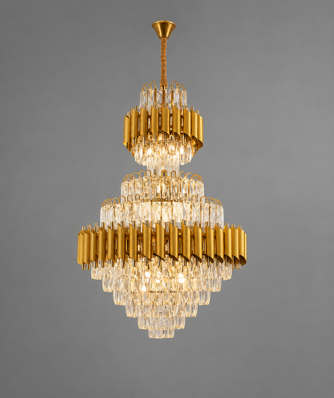 Candelabru Lux 60cm E27 Auriu Cristale 15 Becuri 9001/600×900FG
