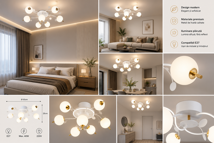 Lustra LED cu 3 lumini, 77130/5+1