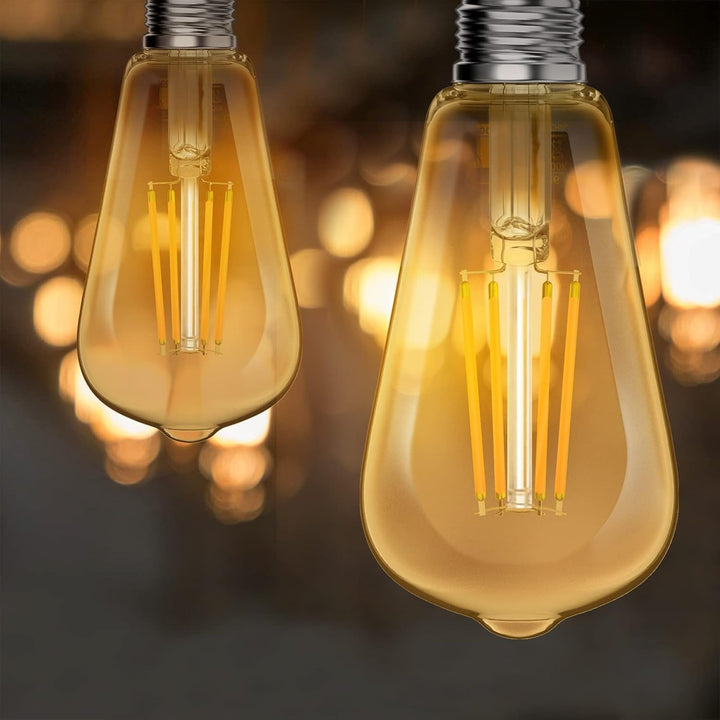 Bec LED ST64, 8W, E27, sticlă chihlimbar