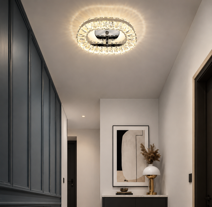 Aplica LED Cristal Ovala , 46W, Lumina Alb Cald-Rece, 340x240 mm