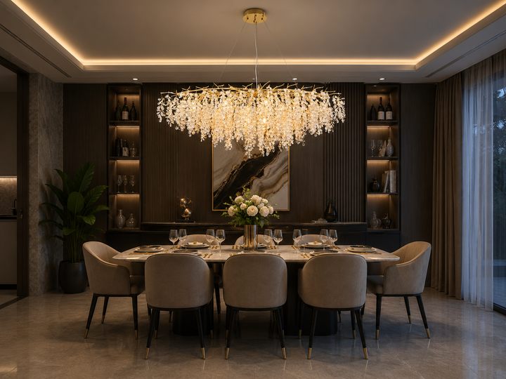 Candelabru  decorativ cu 10 becuri E14 – Model 27096/1200+550 OG+FGD