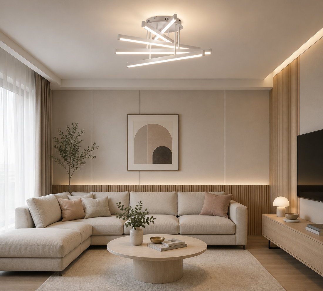 Lustra LED cu telecomandă, 610×610×250 mm, 120W, 3300K–6500K, finisaj alb, 2825/5