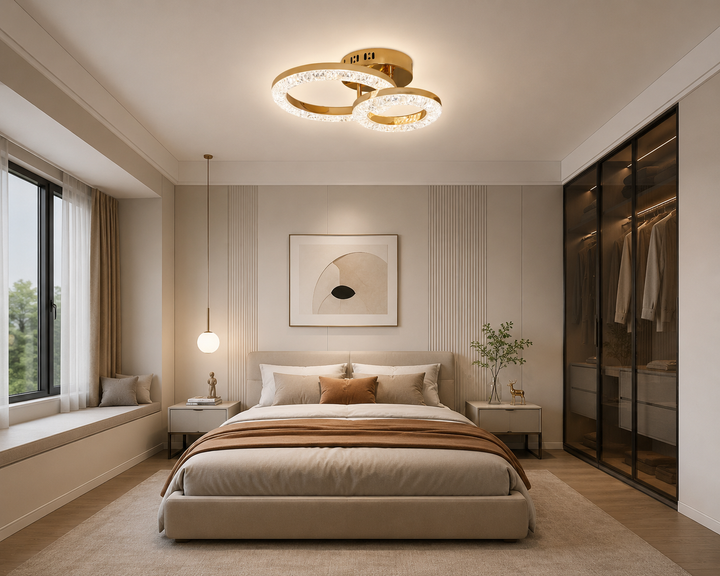 Lustra LED modernă T8003/1+1 cu telecomandă, 80W, lumină reglabilă 3300K-6500K