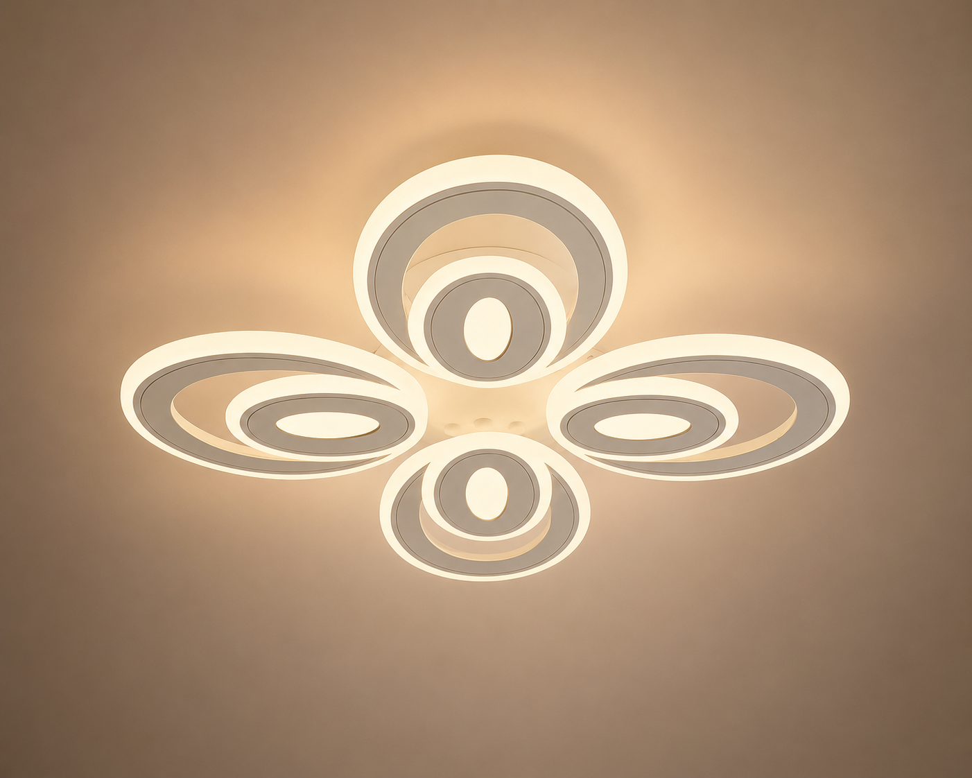 Lustra LED modernă cu telecomandă – 19460/4+4 WH, 80W, alb + crom, 3000-6500K
