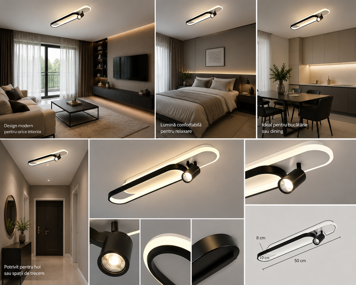 Aplica  LED L7388/2WH+BK cu Spot Direcțional – Alb & Negru, 79W, 3 Tipuri de Lumină
