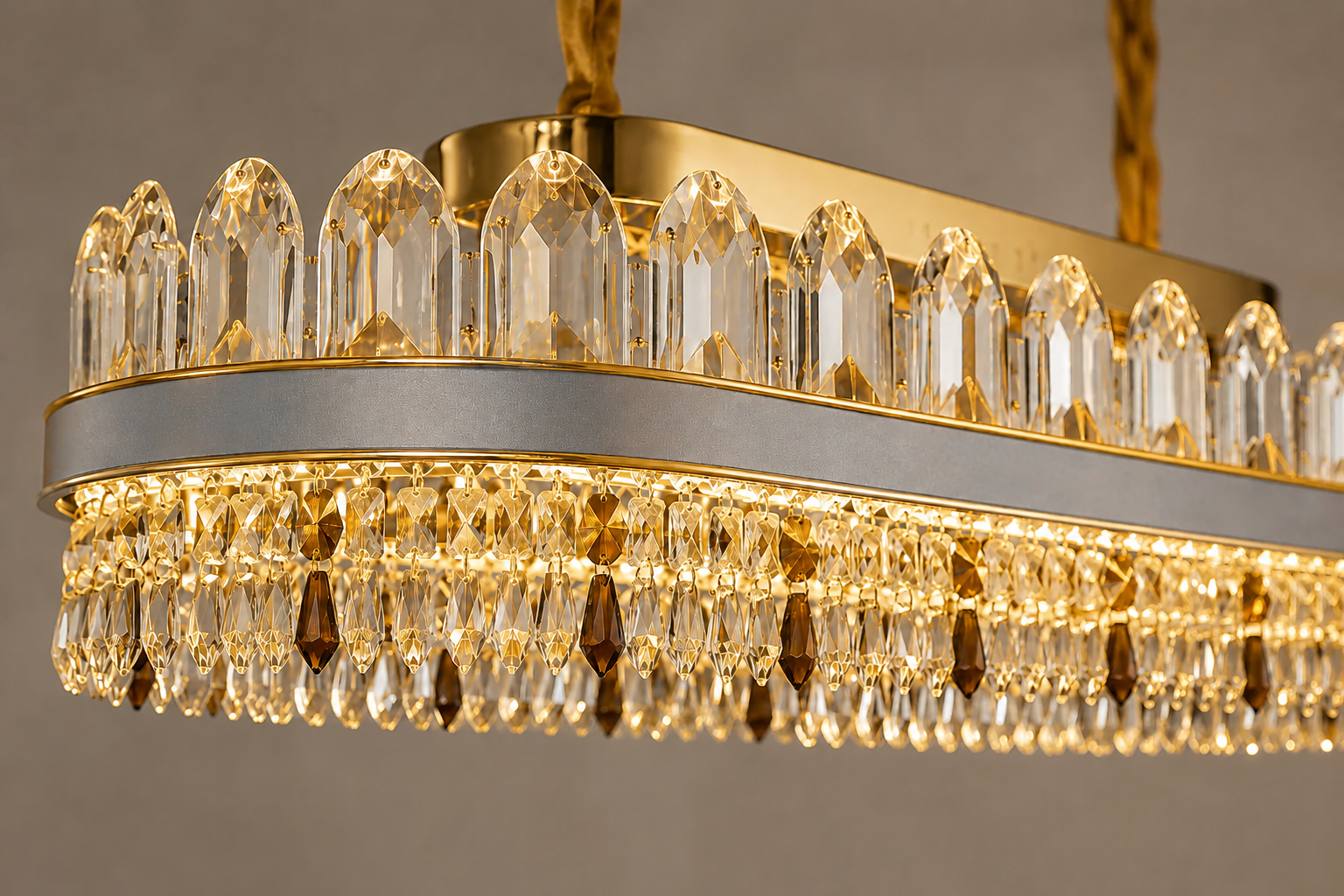 Candelabru LED Cristal Luxury Oval Gold 8651, 140W, L800×300 mm, lumină rece 8651/800x300
