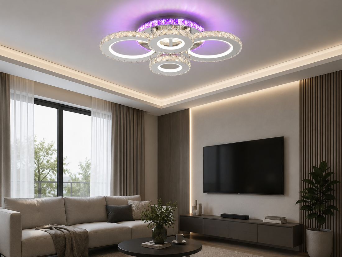 Lustra LED Cristal RGB cu Telecomanda, 136W, Lumina Reglabila 3500-6500K, Design Modern – Model 2875-4