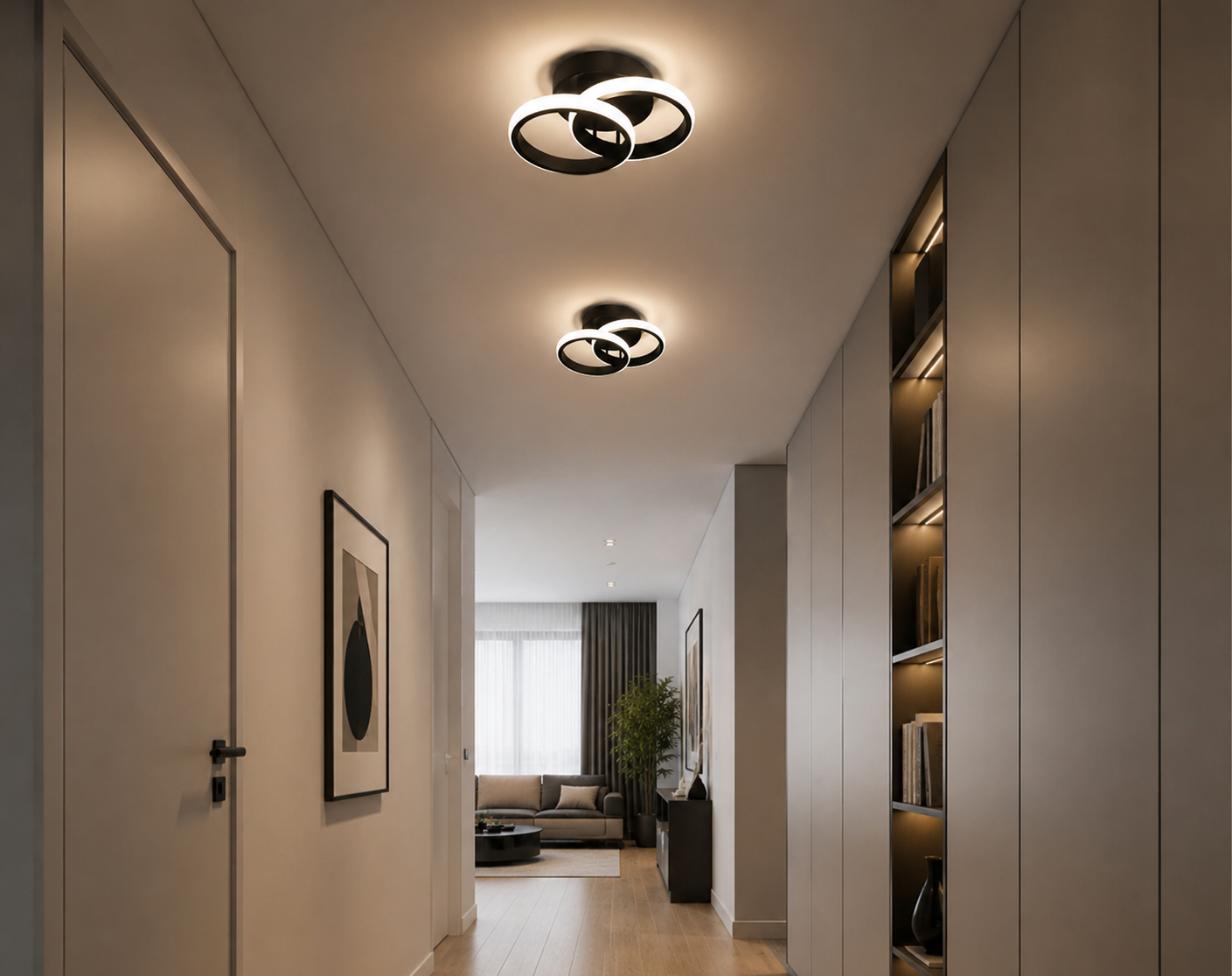 Aplica LED Neagră SX7138 BK, 36W, 2800–6500K, 17x25cm