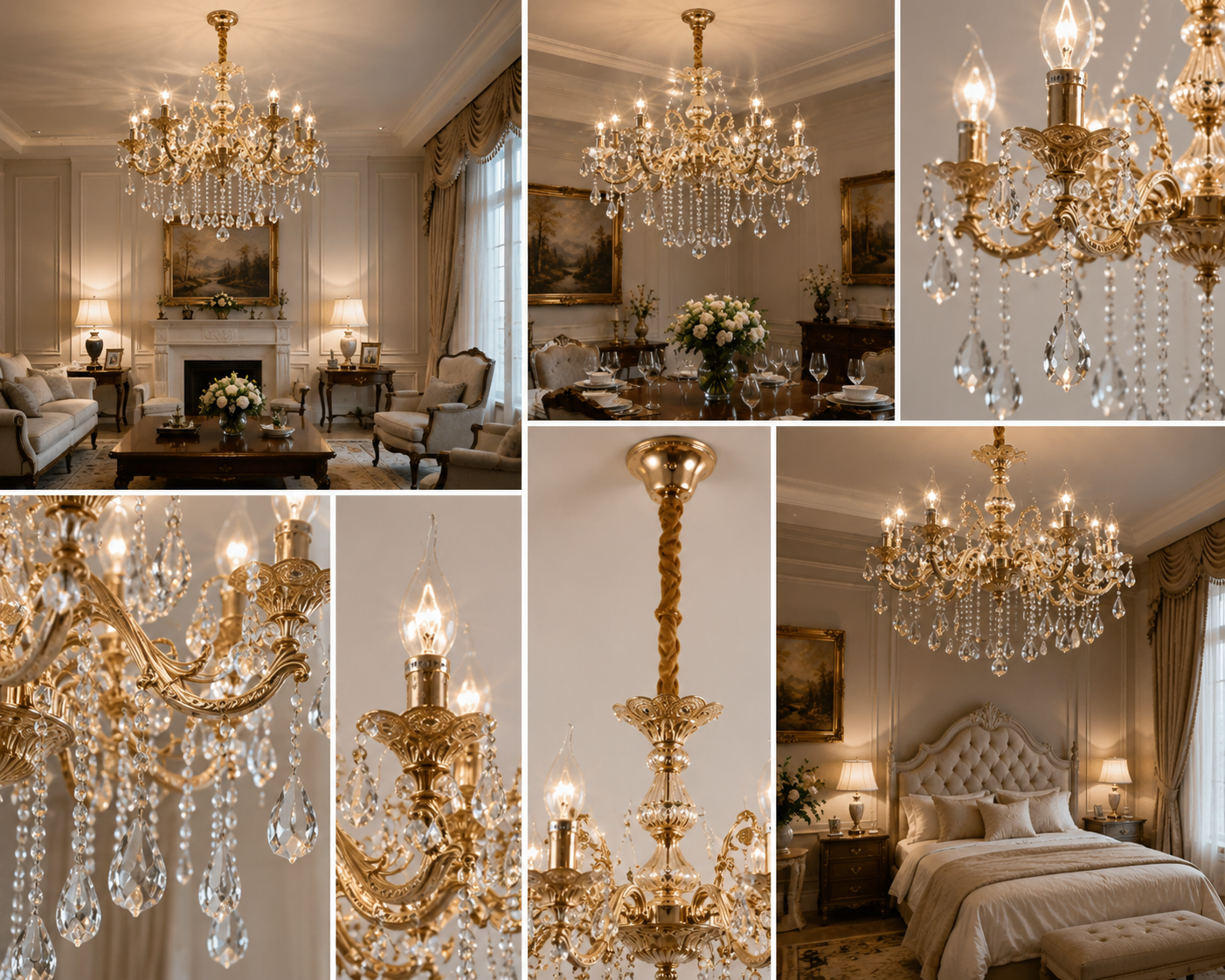 Candelabru clasic cu 8 brațe, model 98056/8FG, soclu E14, finisaj auriu