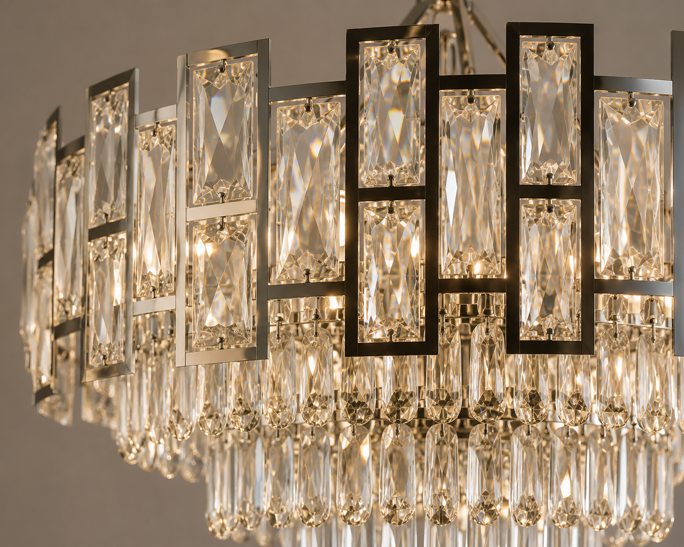 Candelabru cristal 10 becuri, Ø500 mm, soclu E27 max 60 W, finisaj crom lucios, design luxos