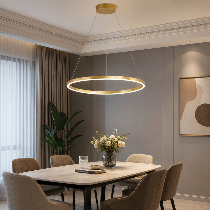Pendul Led cu cerc A19/600mm-68W Auriu