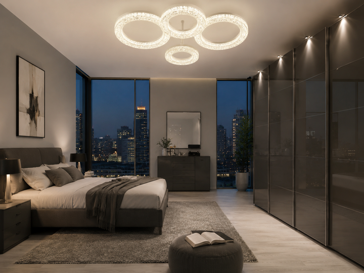 Lustra LED 600×420×H110 mm, 2x36W, design rectangular elegant cu lumină reglabilă și telecomandă 7277/2+2WH