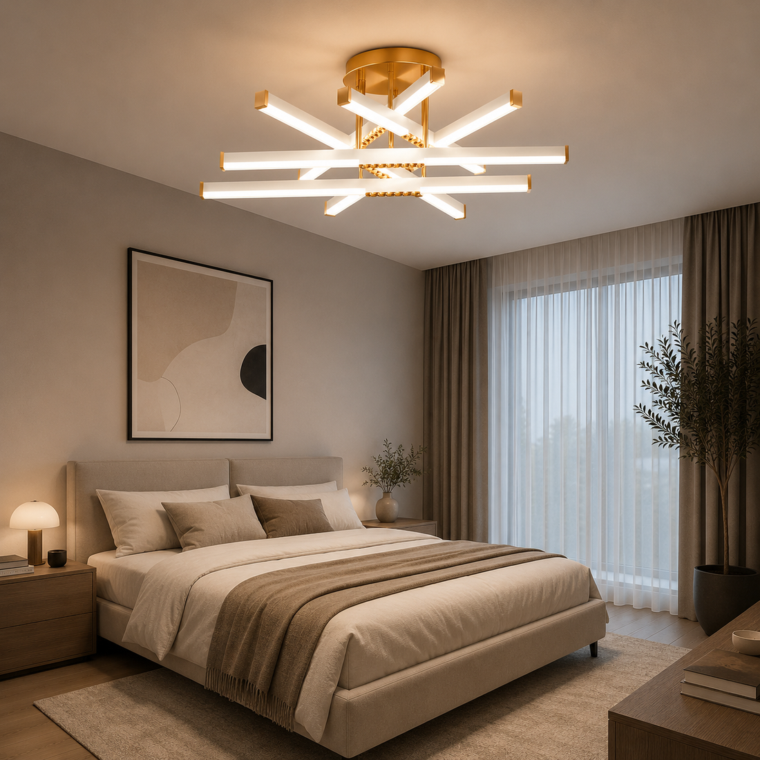 Lustra LED Modernă 9374/6 – Design Geometric cu Telecomandă