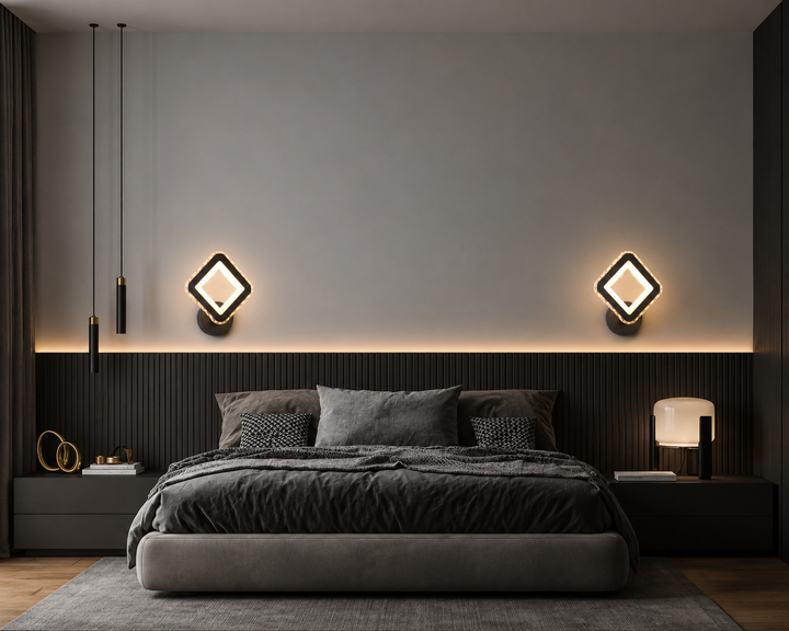 Aplica de perete LED, 2x13W, lumina reglabila 3000K–6500K, 230×197×55 mm, finisaj negru + crom
