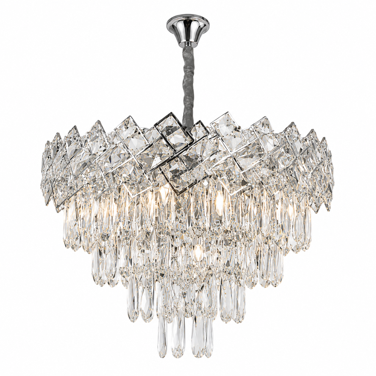 Candelabru Lux Cristale – 8650/400 | Ø40 cm, 5x E27, Design în cascadă