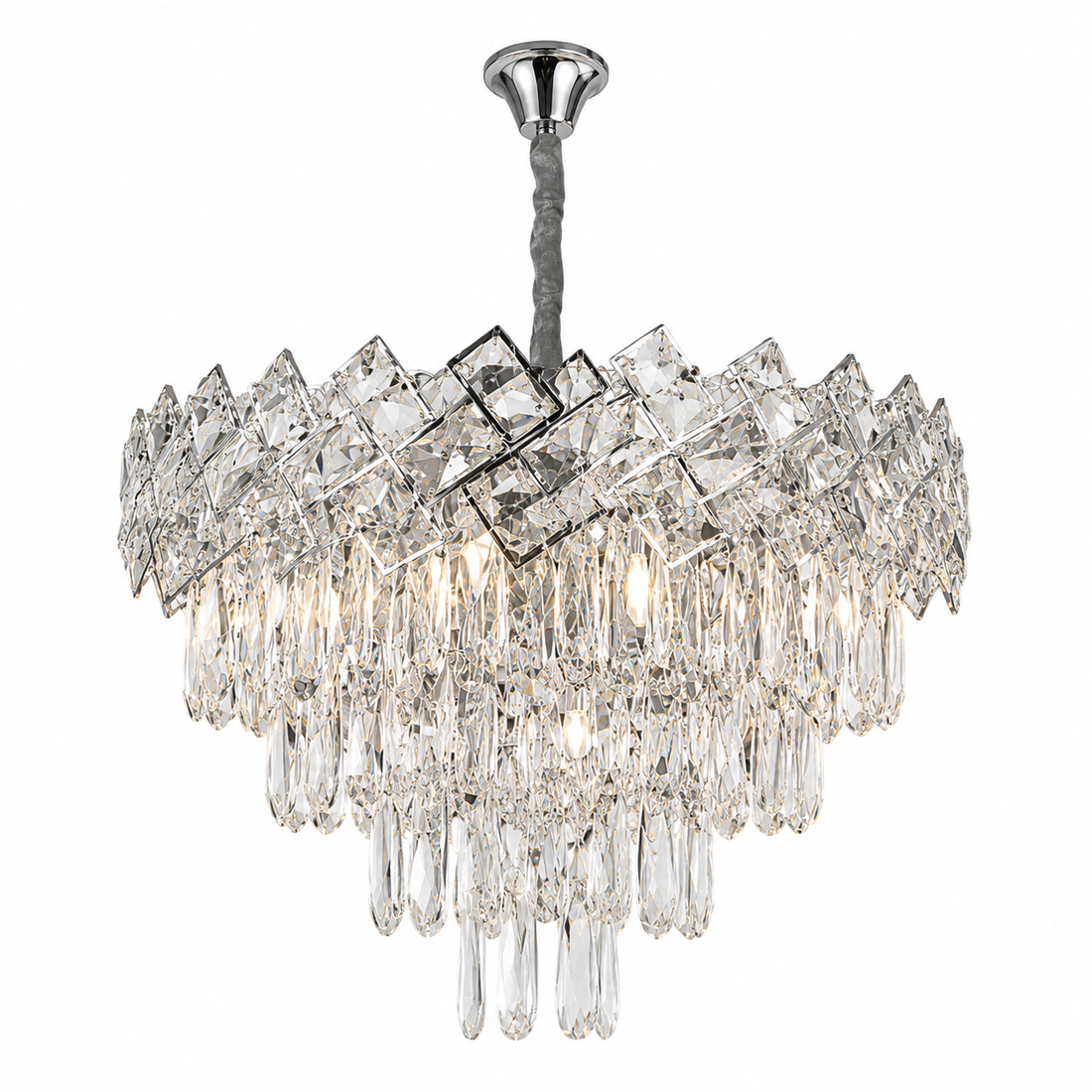 Candelabru Lux Cristale – 8650/400 | Ø40 cm, 5x E27, Design în cascadă