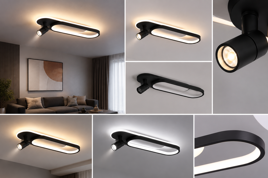 Aplică LED 7388/2BK  cu Spot Direcțional – Negru Mat 79W, 3 Tipuri de Lumină