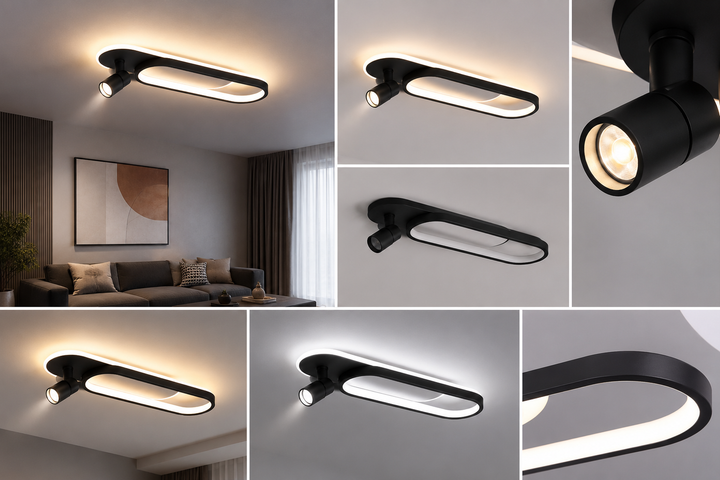 Aplică LED 7388/2BK  cu Spot Direcțional – Negru Mat 79W, 3 Tipuri de Lumină