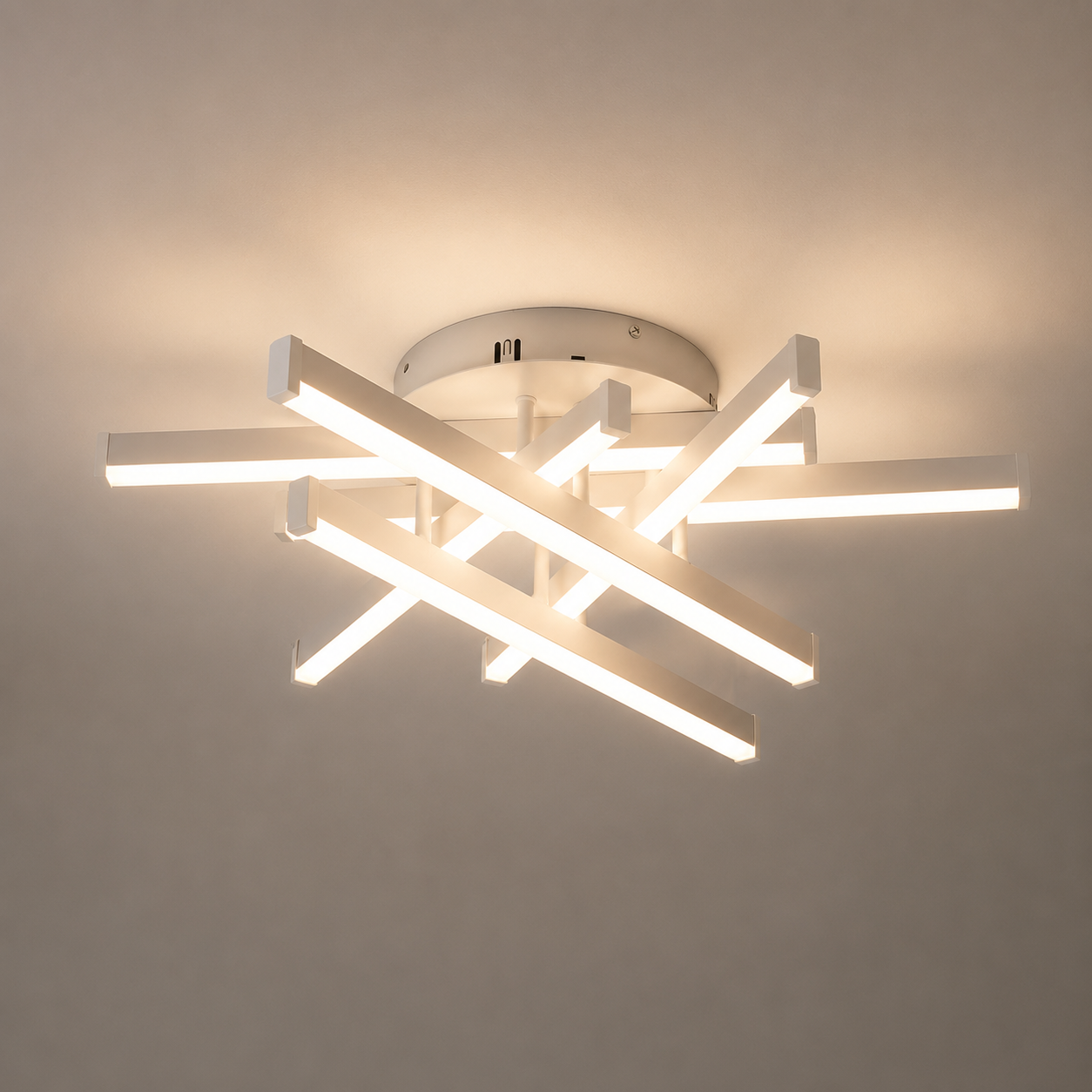 Lustra LED cu telecomandă, 760×760×180 mm, 144W, 3300K–6500K, finisaj alb, 2825/6