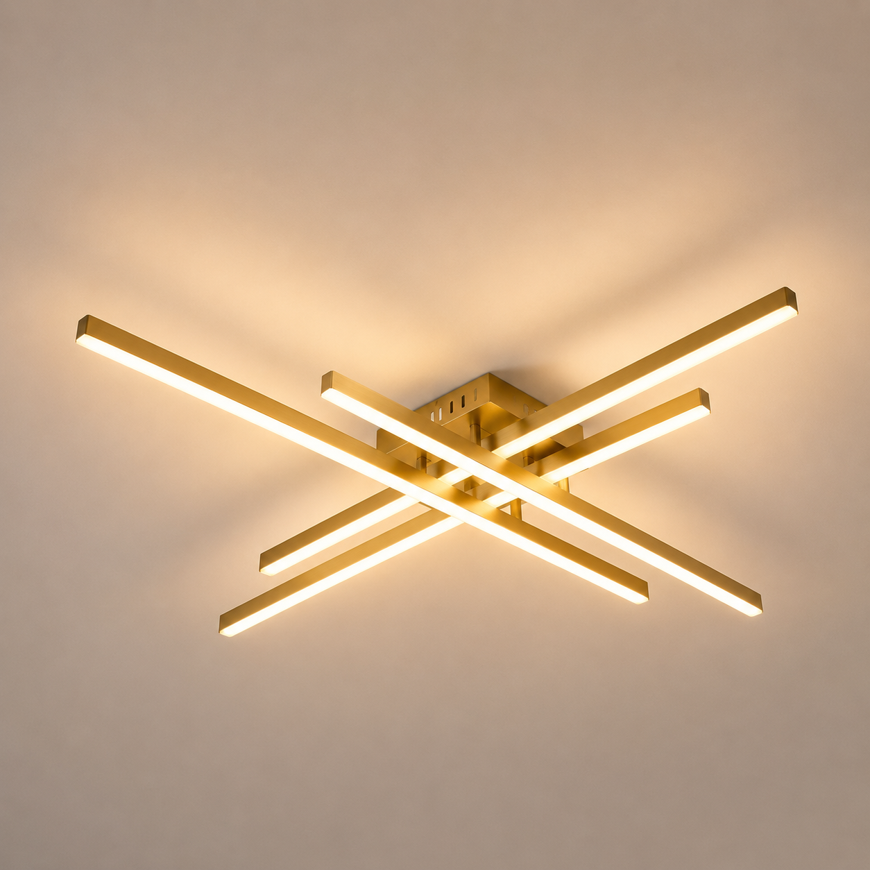 Lustra LED pătrata aurie 9794/4FG– 112W, lumină reglabilă 3000-6500K