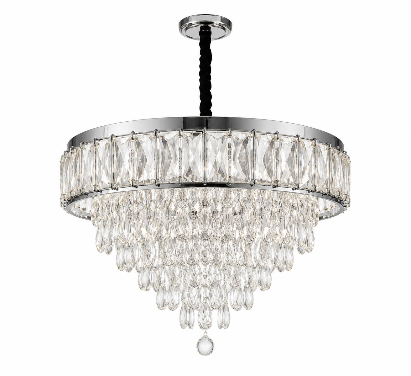 Candelabru LED cu Cristale Ø400 – 80W, cu Telecomandă | Model 2960-400