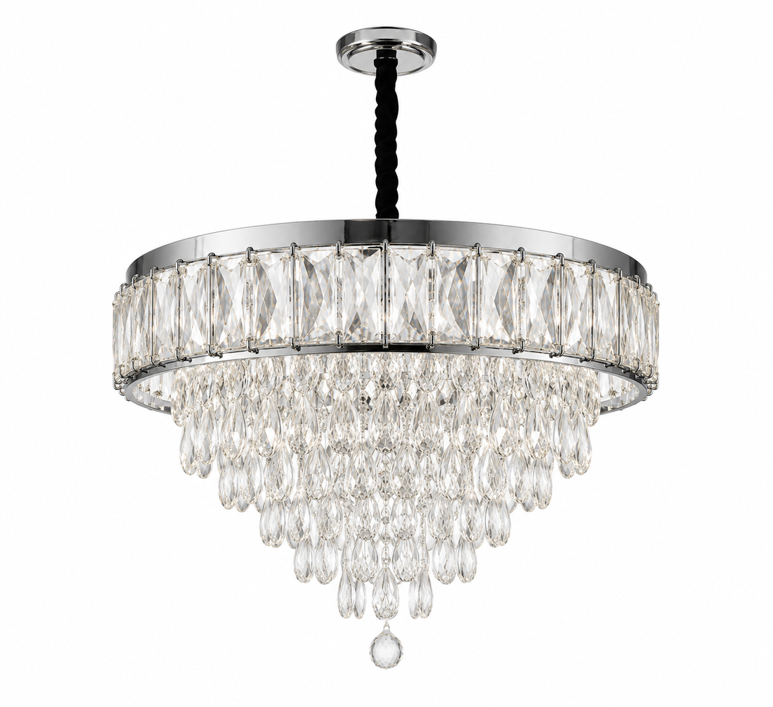Candelabru LED cu Cristale Ø400 – 80W, cu Telecomandă | Model 2960-400